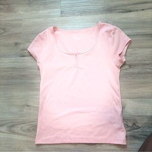 Aeropostale Pink Fitted Cap Sleeve Tie Front Tee